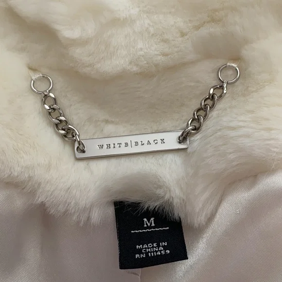 WHBM chevron Faux FUR white ivory coat jacket sold out $228 M 6 8 romantic - Picture 10 of 13